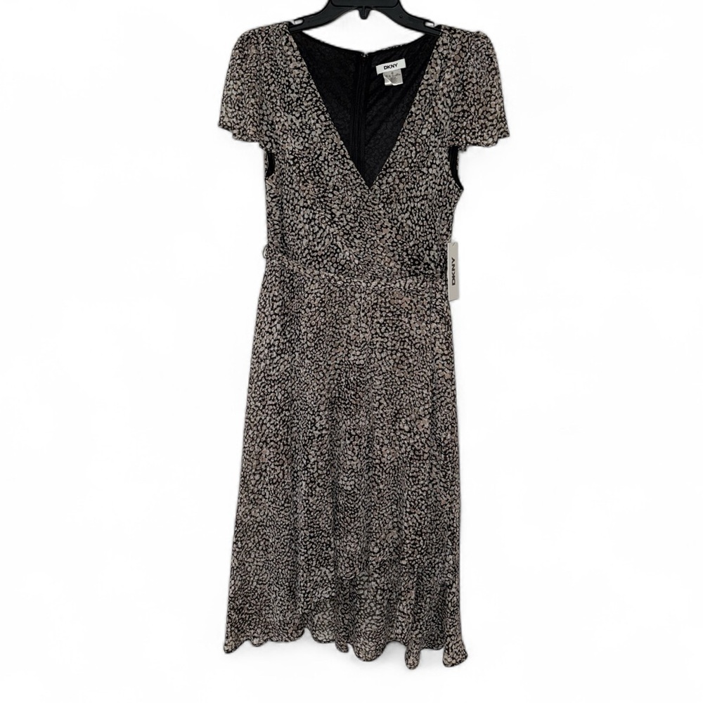 DKNY Flutter sleeve faux wrap dress, size 14, NWT